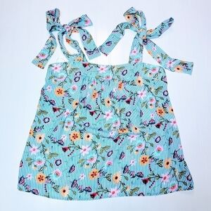 NWT ReneeC Floral Vertical Striped Blouse Size Medium